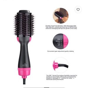 One-Step Hair Dryer and Volumizer Hot Airbrush, Black Blow Dryer